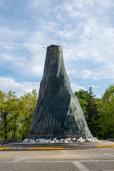 Kharkiv Ucrânia Maio 2022 Coberto Por Sacos Areia Monumento Taras — Fotografia de Stock