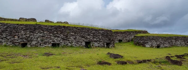 Ruinas Del Pueblo Orongo Rapa Nui Isla Pascua Chile Vista — Foto de Stock
