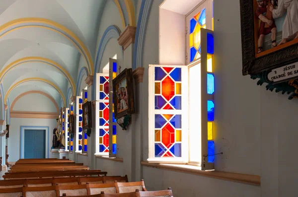 Innenarchitekt Von Notre Dame Des Anges Pondicherry Christliche Kirche Südindien — Stockfoto