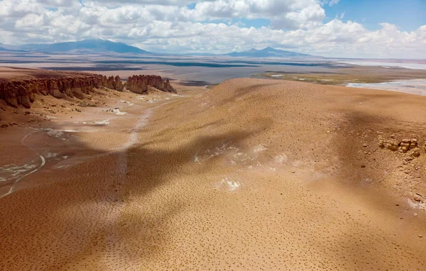 Vista Aérea Formação Pedra Salar Tara Deserto Atacama Chile — Fotografia de Stock