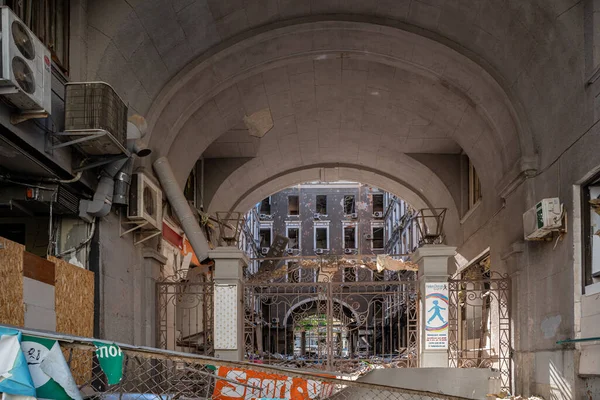 Kharkiv Ucrania Mayo 2022 Destruida Construcción Del Palacio Del Trabajo — Foto de Stock