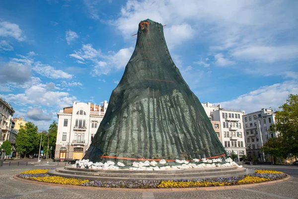 Kharkiv Ucrânia Maio 2022 Coberto Por Sacos Areia Monumento Taras — Fotografia de Stock