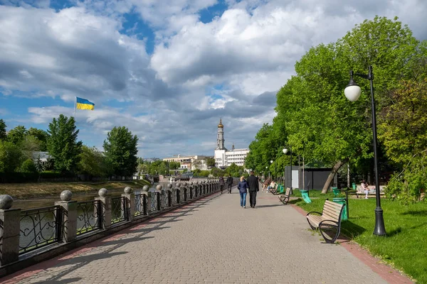 Kharkiv Oekraïne Mei 2022 Kharkiv Dijk Van Lopan Rivier Het — Stockfoto