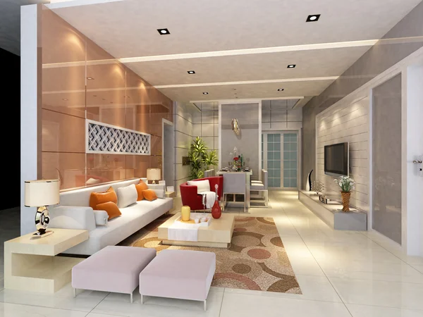 Home interior rendering 3D — Foto Stock