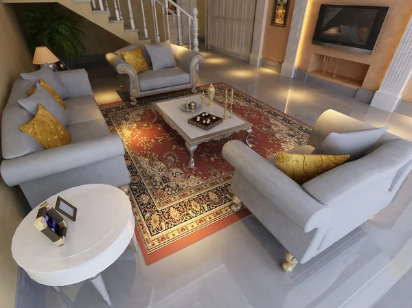 Inicio interior 3D renderizado — Foto de Stock