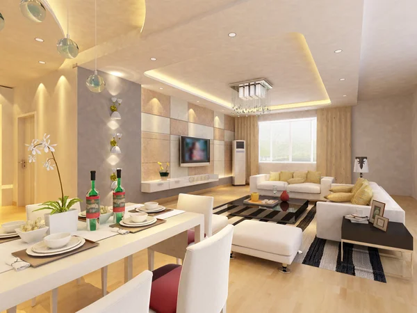 Inicio interior 3D renderizado — Foto de Stock