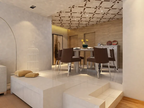 Inicio interior 3D renderizado — Foto de Stock