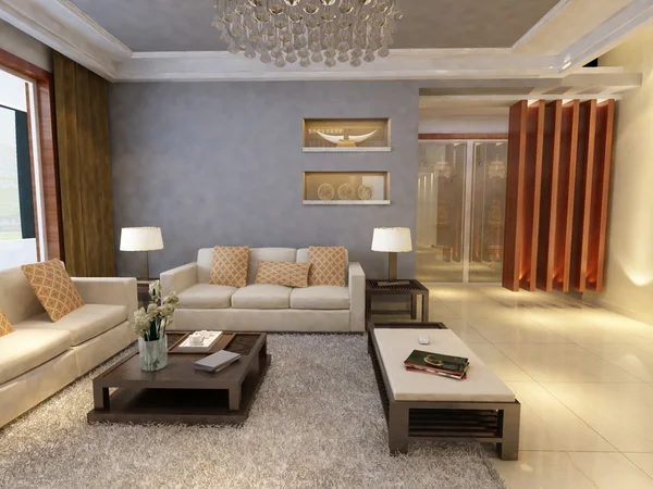 Inicio interior 3D renderizado — Foto de Stock