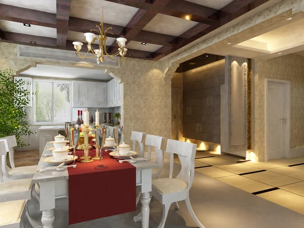 Inicio interior 3D renderizado — Foto de Stock