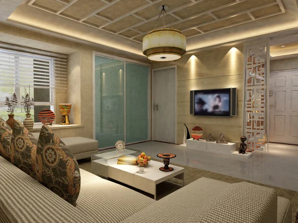 Inicio interior 3D renderizado — Foto de Stock