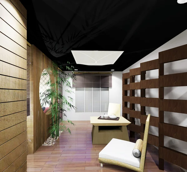 Inicio interior 3D renderizado — Foto de Stock