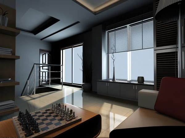 Inicio interior 3D renderizado — Foto de Stock