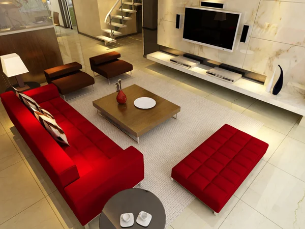 Home interior 3D renderização — Fotografia de Stock