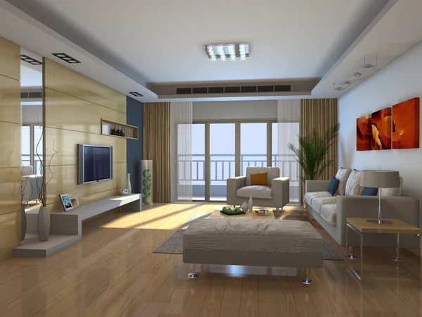 Home interior 3D renderização — Fotografia de Stock