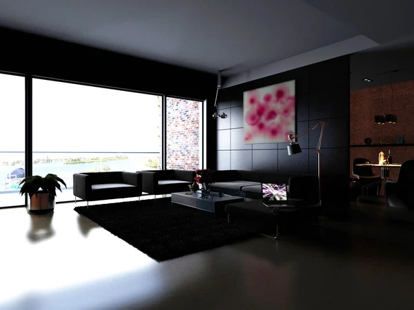 Heminredning 3d-rendering — Stockfoto