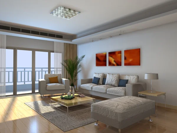 Home interior 3D renderização Imagens Royalty-Free