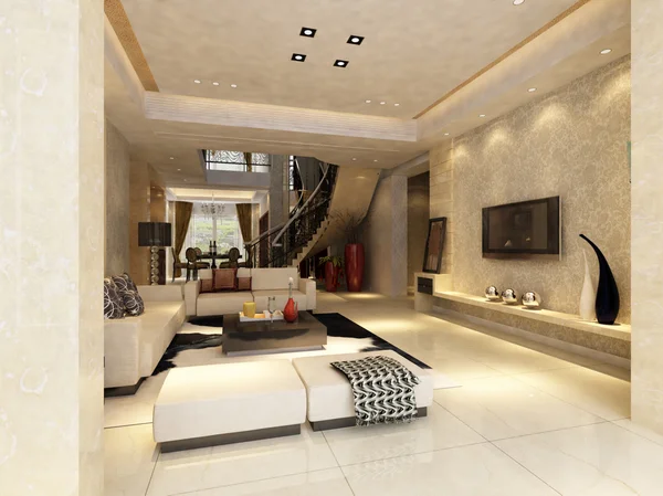 Home interior 3D renderização — Fotografia de Stock