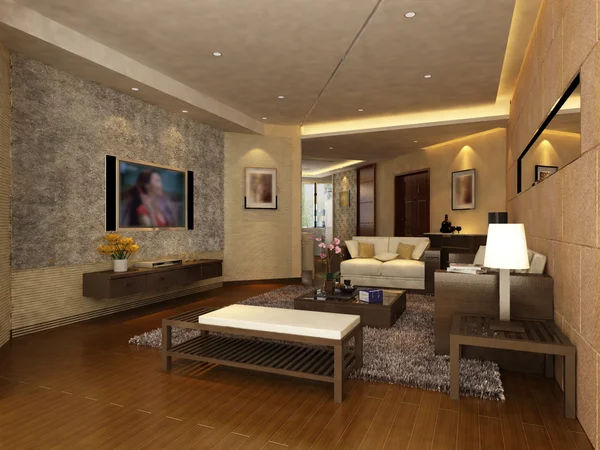 Inicio interior 3D renderizado — Foto de Stock