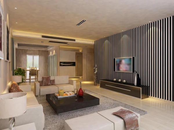 Inicio interior 3D renderizado — Foto de Stock