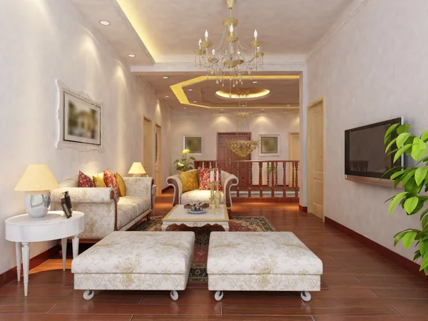 Inicio interior 3D renderizado — Foto de Stock