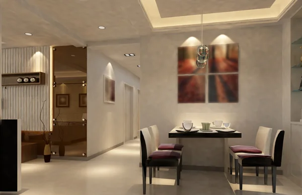 Inicio interior 3D renderizado — Foto de Stock