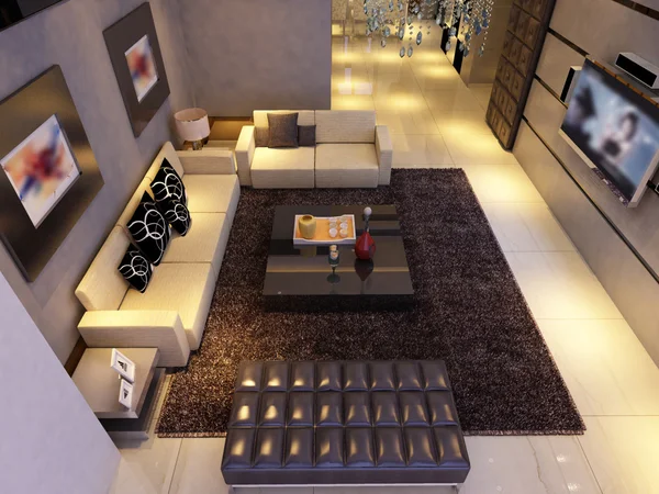 Inicio interior 3D renderizado — Foto de Stock