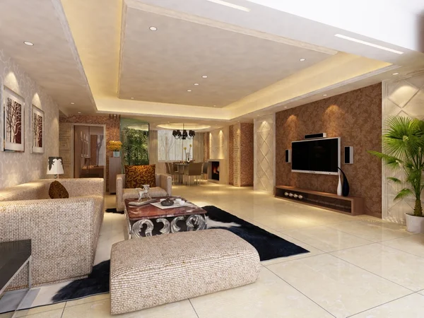 Inicio interior 3D renderizado — Foto de Stock