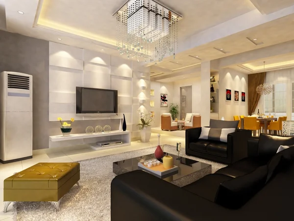 Inicio interior 3D renderizado — Foto de Stock