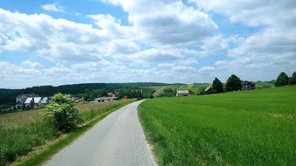 Landscape Road Nature Poland Village Sky Summer Travel 스톡 사진