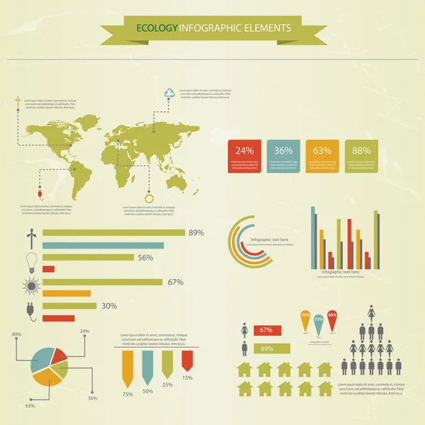 Ekologi infographics samling, diagram, symboler, grafik. VECTO — Stock vektor