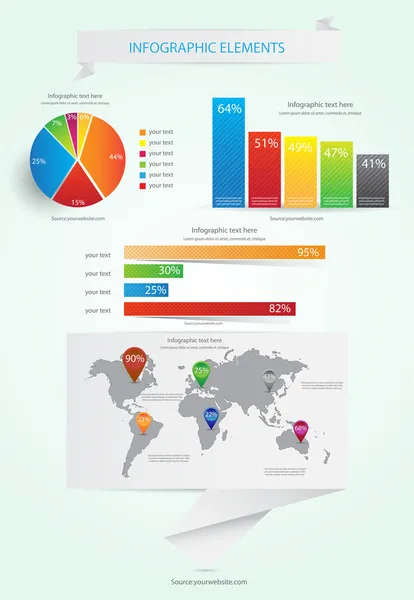 Gráficos de mapa e información mundial. Vector — Vector de stock