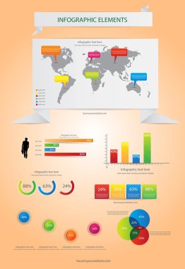 Dünya grafik harita ve bilgi. vektör