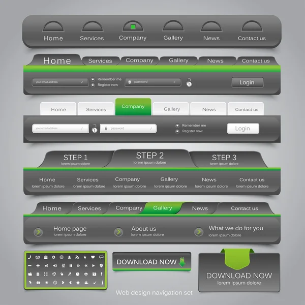 Web ontwerp navigatie instellen. vector — Stockvector