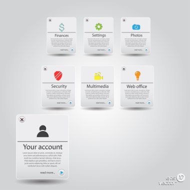 set simgeleri ile Web sitesi template.buttons. vektör