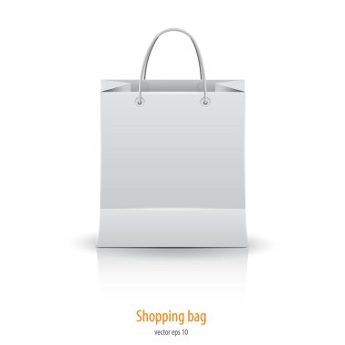 Shopping paper bag isolated on white. Vector clipart