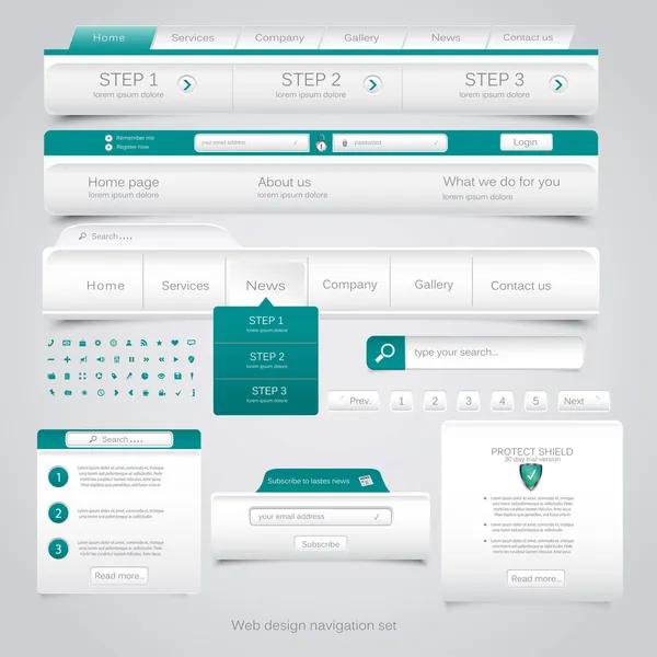 Set di navigazione web design. Vettore — Vettoriale Stock