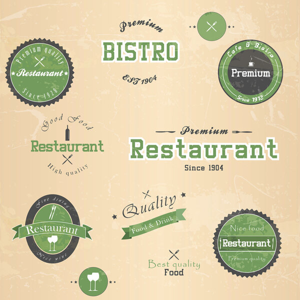 Set of vintage retro restaurant badges. Vector