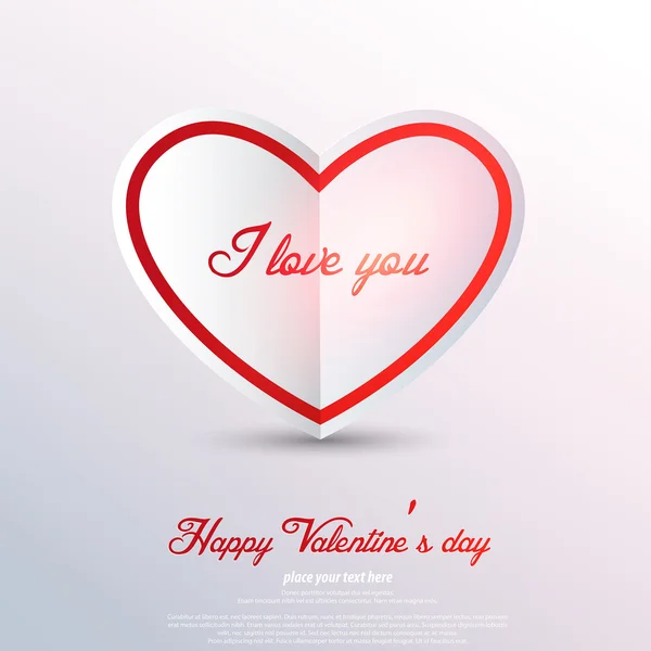 Paper heart Valentines day card. Vector — Stock Vector