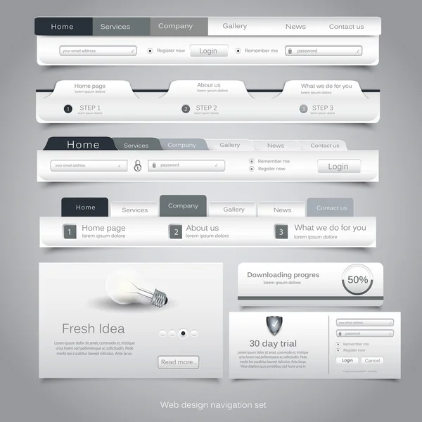 Diseño web conjunto de navegación. Vector — Archivo Imágenes Vectoriales