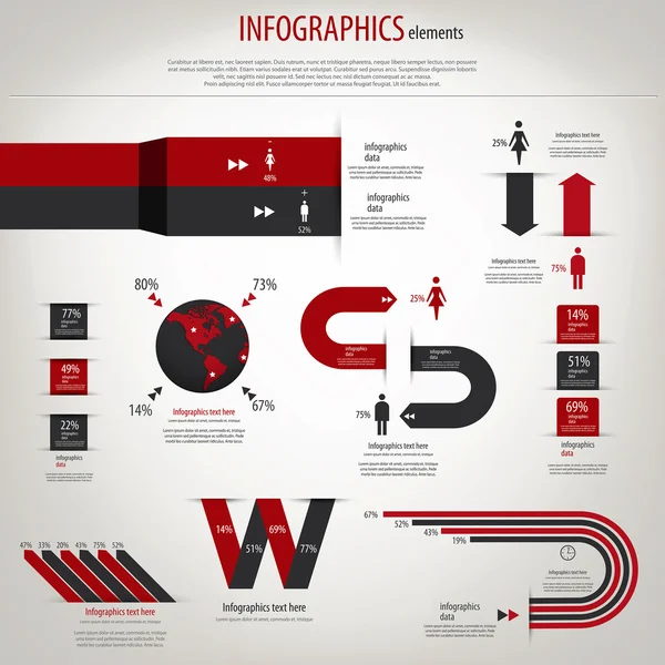 Retro infographics küme. Dünya grafik harita ve bilgi. Vect — Stok Vektör