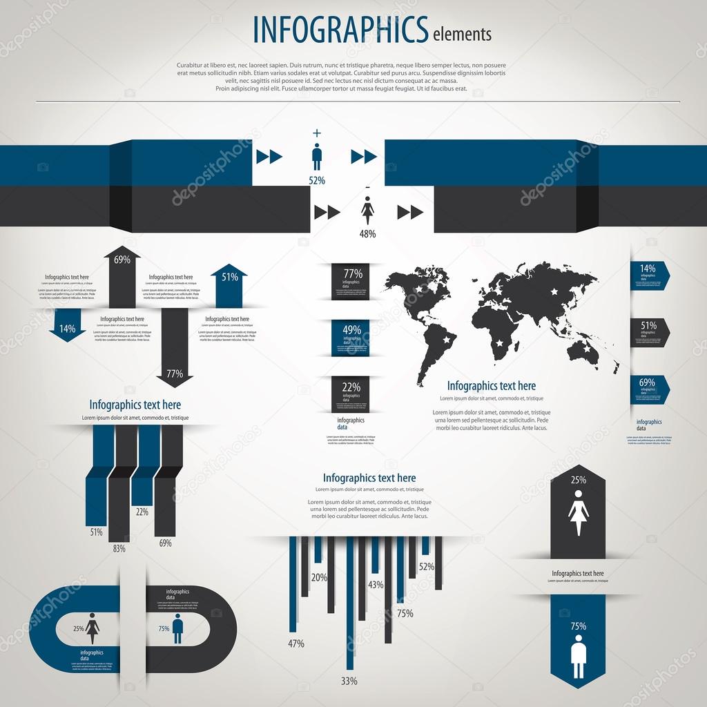 Retro infographics set. World Map and Information Graphics. Vect