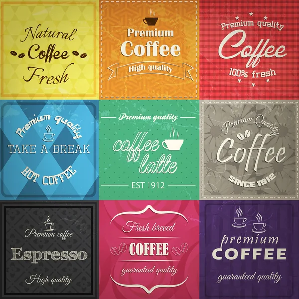 Uppsättning retro kaffe etikett kort. vektor — Stock vektor