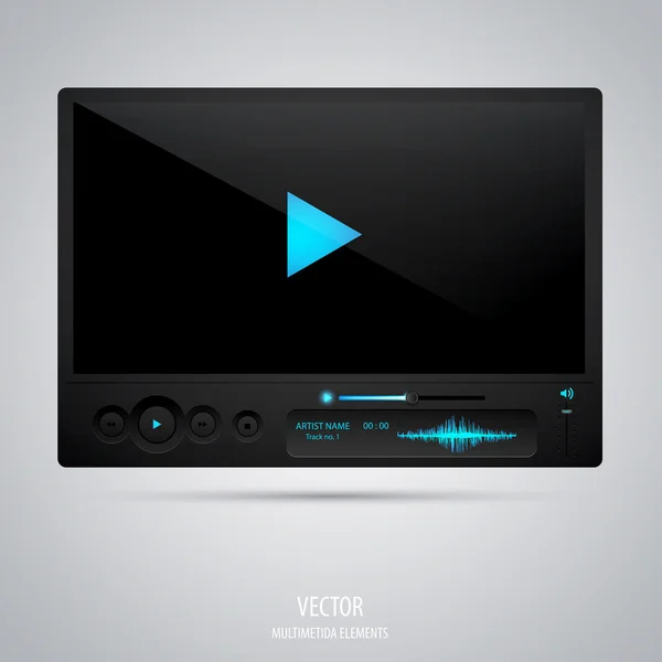 Interfaz del reproductor multimedia. Vector — Vector de stock