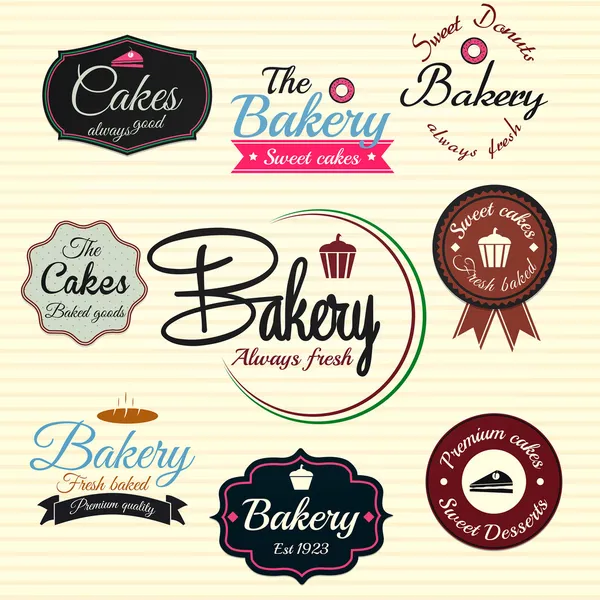 Badges et étiquettes de boulangerie rétro. Vecteur — Image vectorielle