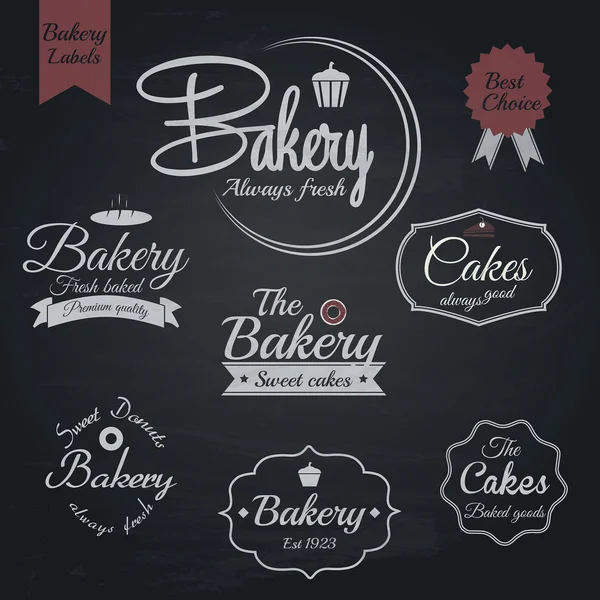 Set van retro bakkerij etiketten, krijt typografie design. vector — Stockvector