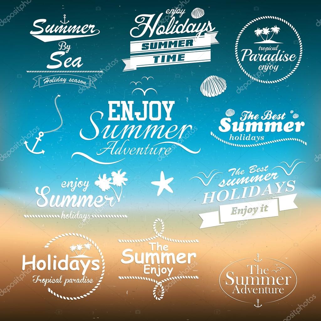 Vintage summer typography design with labels