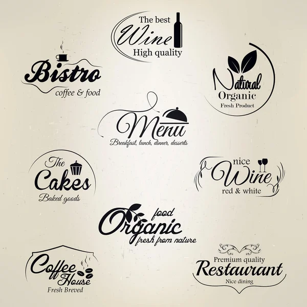 餐厅和咖啡馆标签 — 图库矢量图片