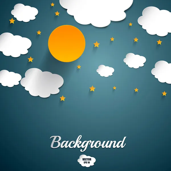 Moon and stars- Paper art. Vector Royalty Free Stock Vectors