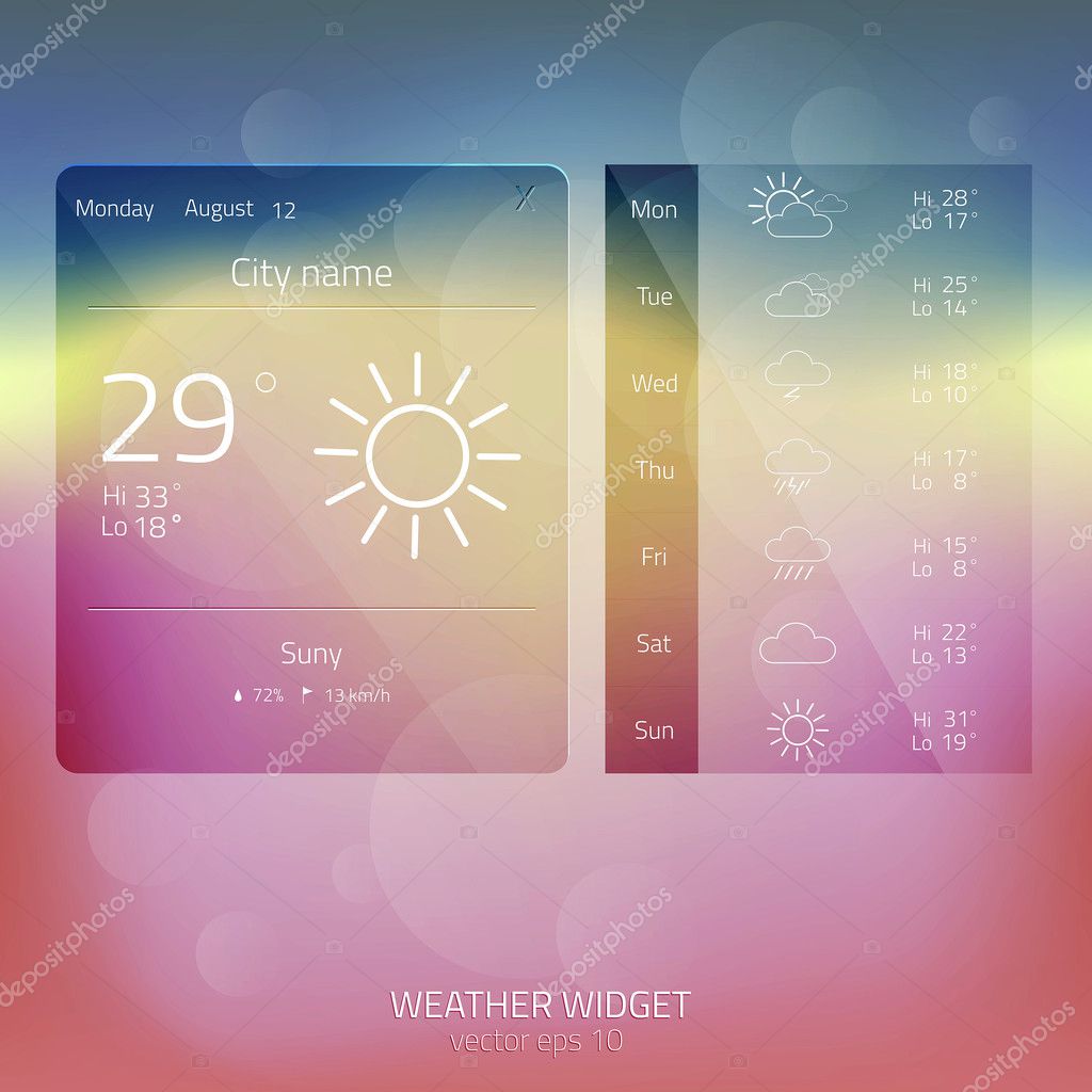 Weather Widget, Button, Sign, Symbol, Emblem, Sticker, Logo for Web Design, User Interface, Mobile Phone.Vector