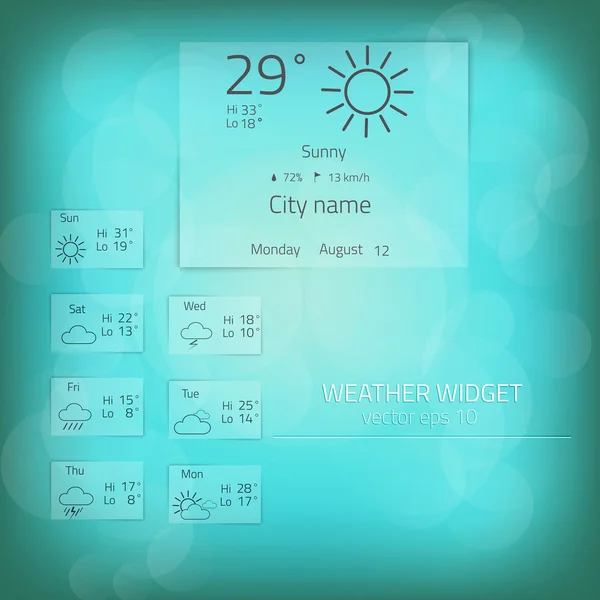 Modèle de widget météo. Vecteur — Image vectorielle